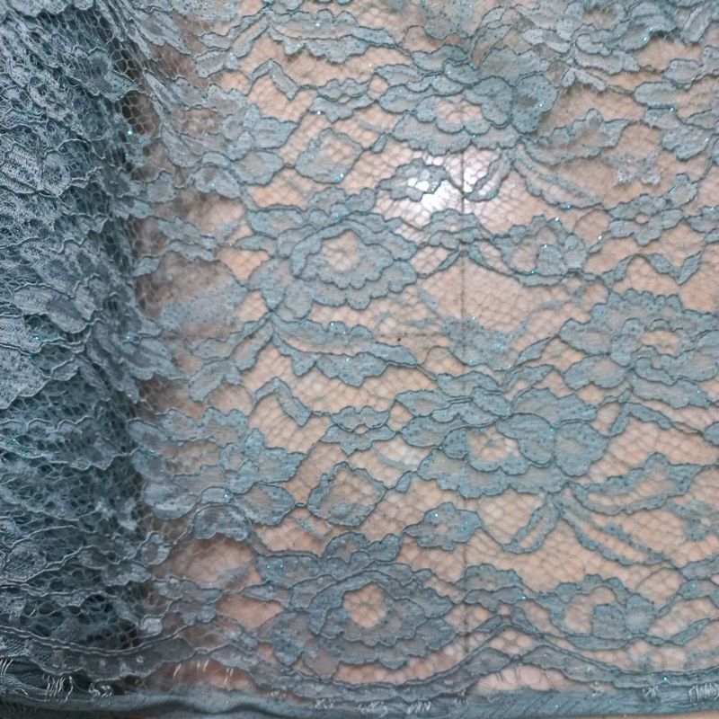 kain brokat meteran CORD HIJAU SAGE WARDAH GLITER kebaya gamis dress