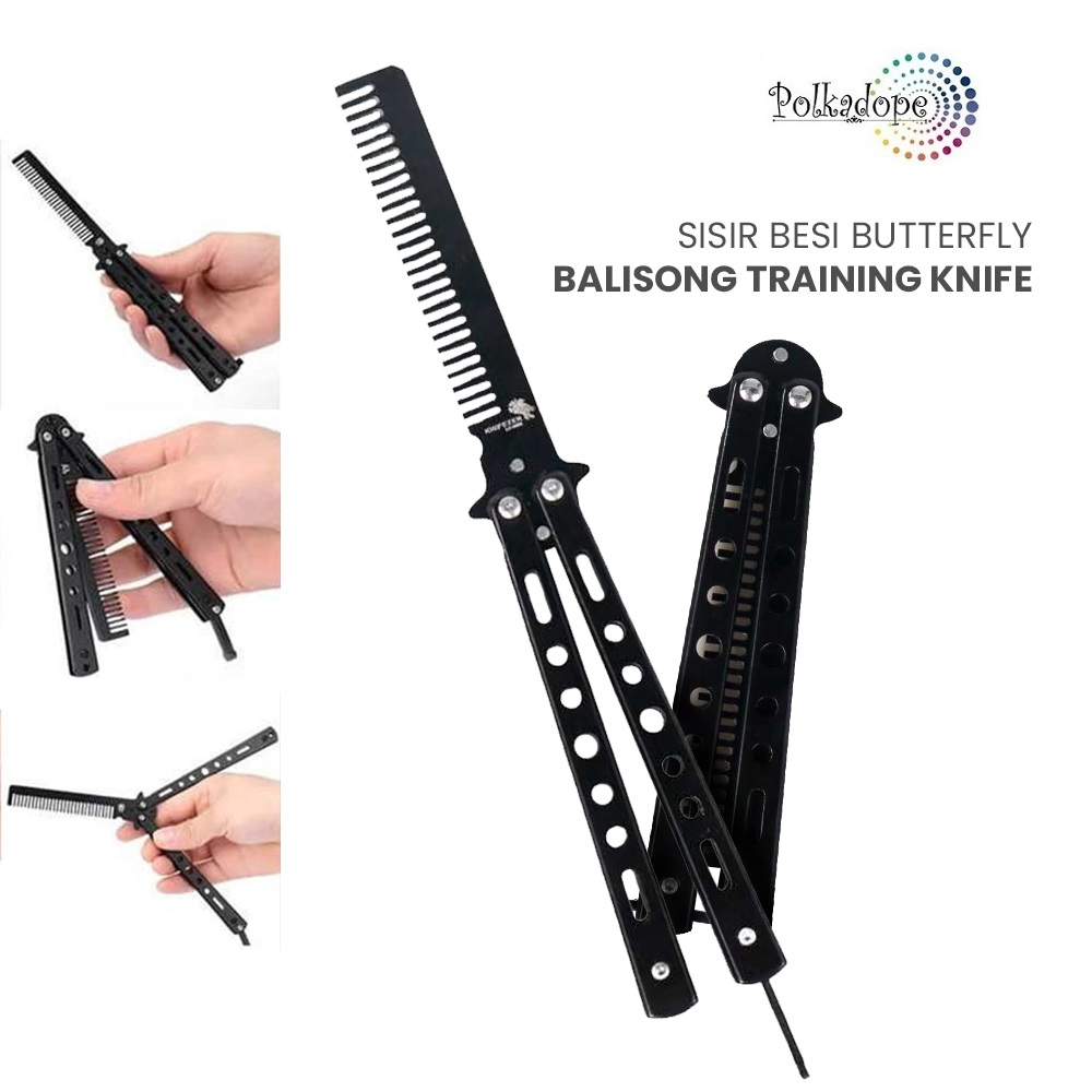 Sisir lipat Rambut Pria Besi Butterfly Pomade balisong comb training