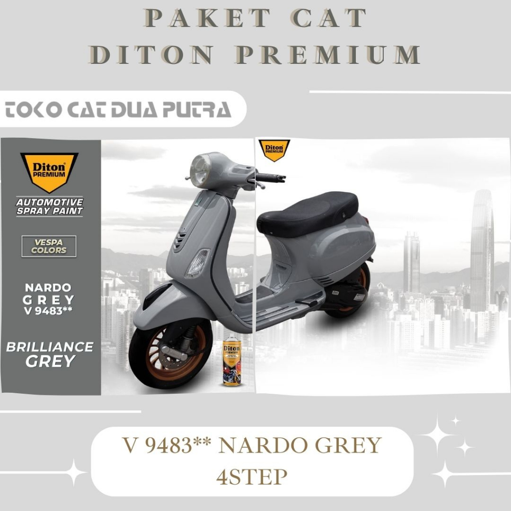 Paket Cat Diton Premium V 9483 Nardo Grey 4 Step