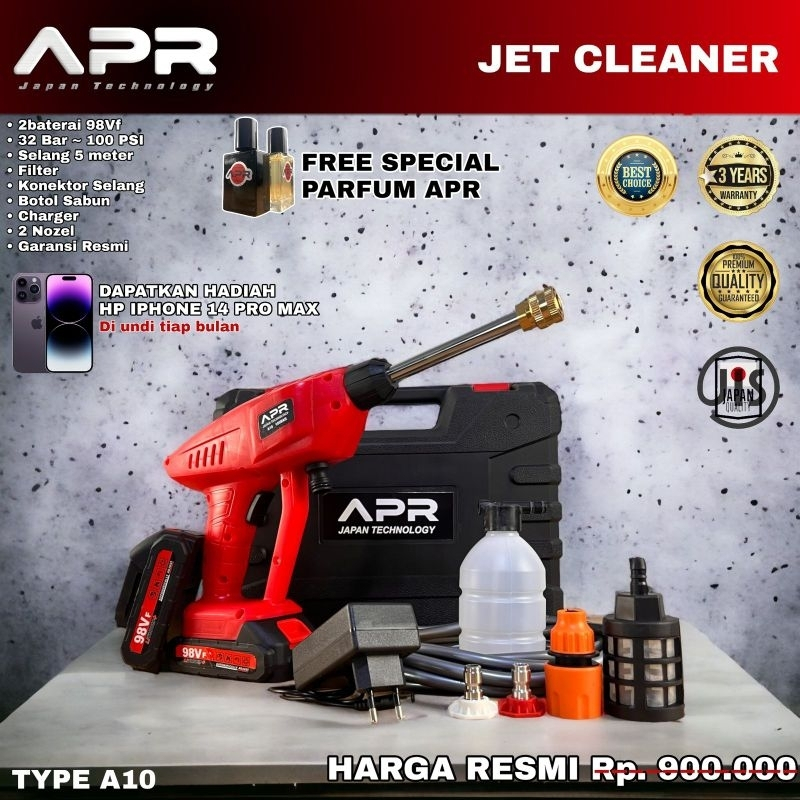 Mesin cuci motor mobil APR JAPAN A10 jet cleaner steam cordless 99v
