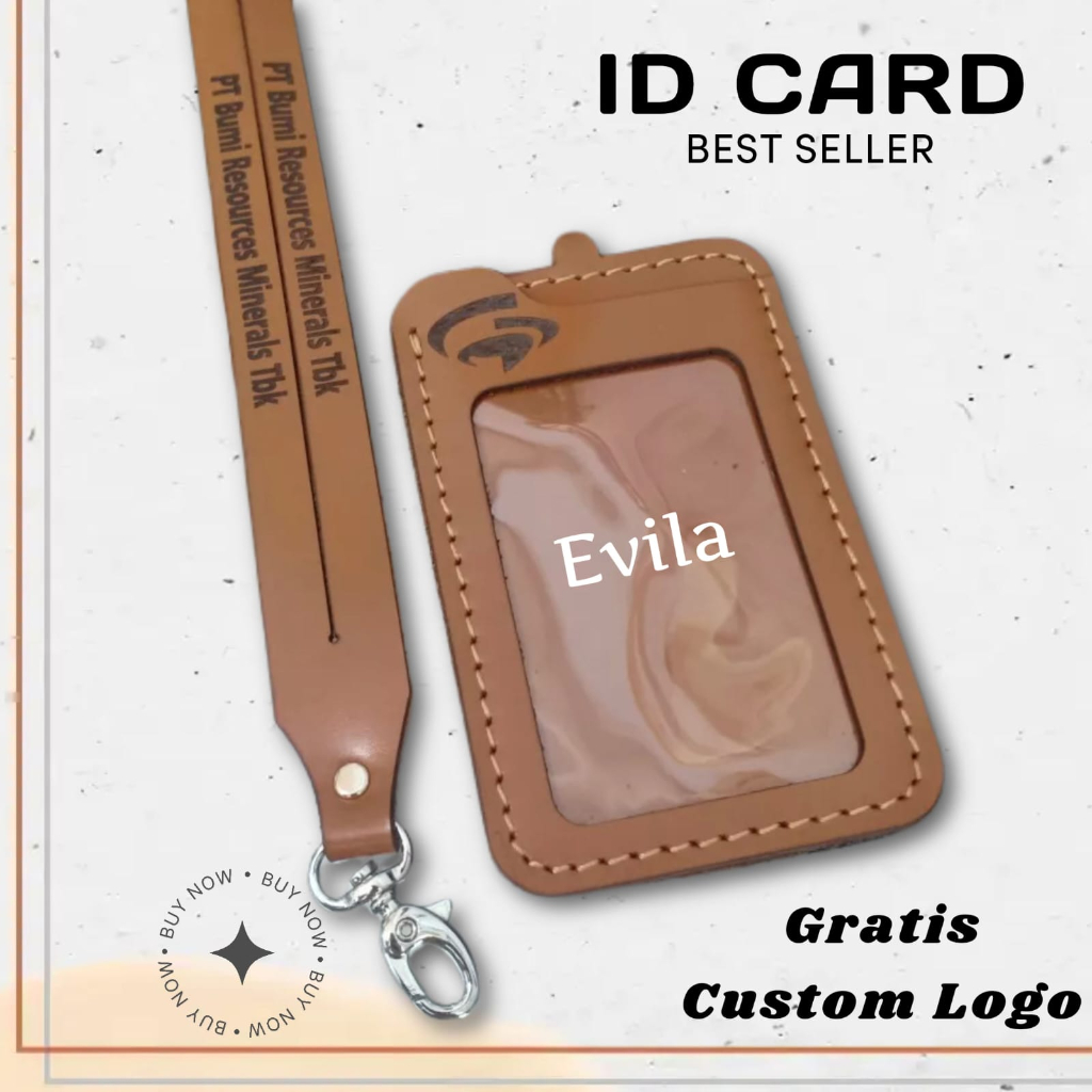 

ID Card Case Kulit Asli Custom Logo Name Tag Evila Leather