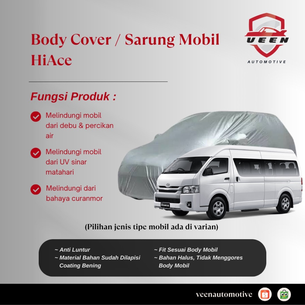 Sarung Mobil Toyota Hiace / Body Cover Mobil Toyota Hiace
