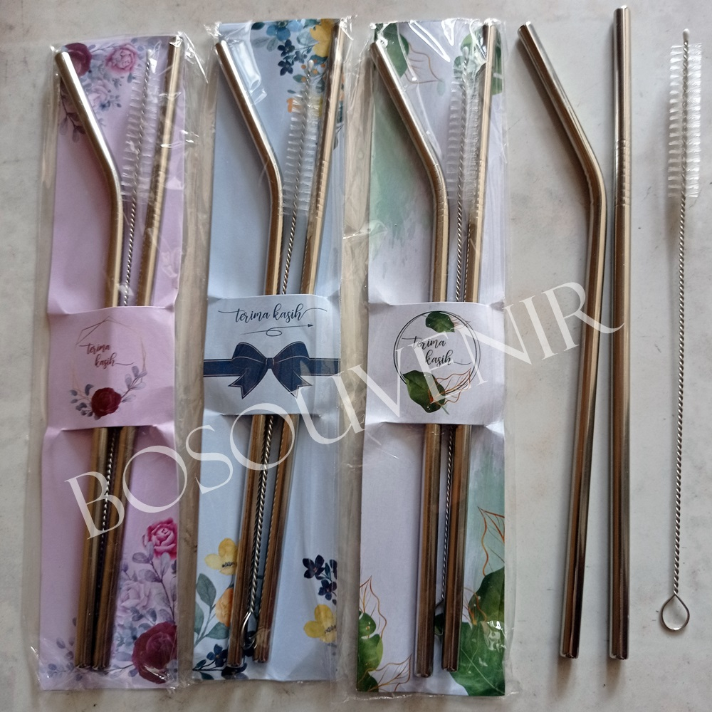 Souvenir 1set Sedotan Stainless kemas plastik