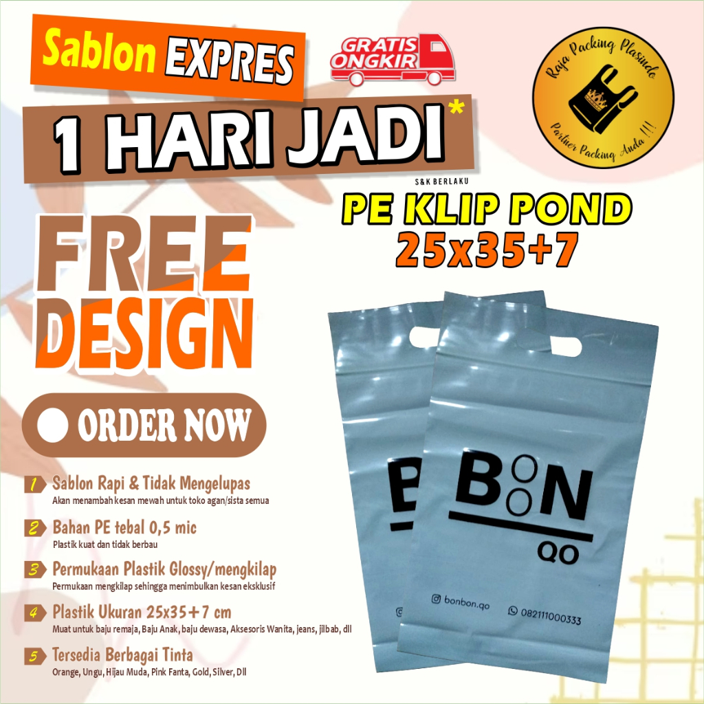 Plastik Sablon Plastik Klip uk 25x35+6 Pond Free Desain sablon plastik Ziplock / Plastik klip / Plas