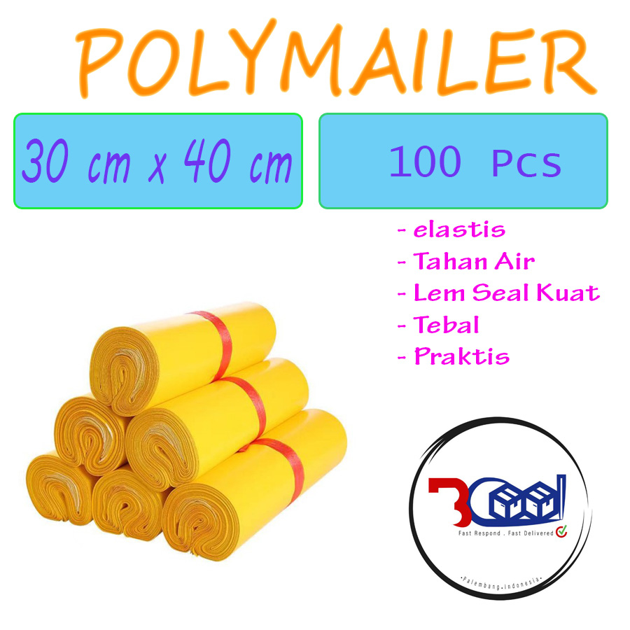 [100 pcs] Polymailer Plastik Packing LDPE KUNING TEBAL 30 x 40 cm