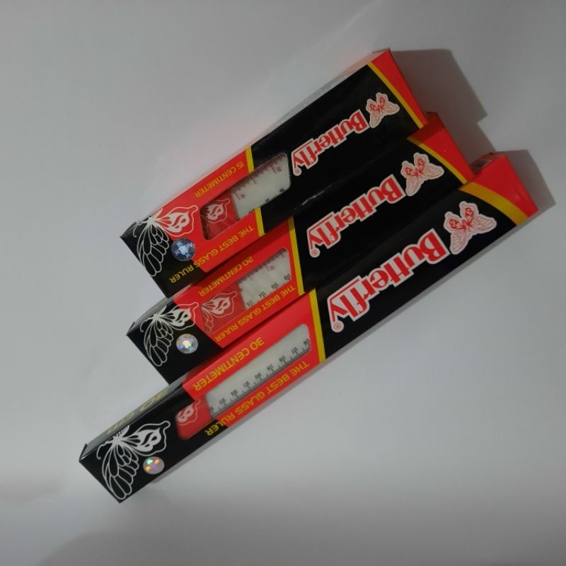 

penggaris butterfly ukuran 15cm,20cm,30cm harga per 3pcs