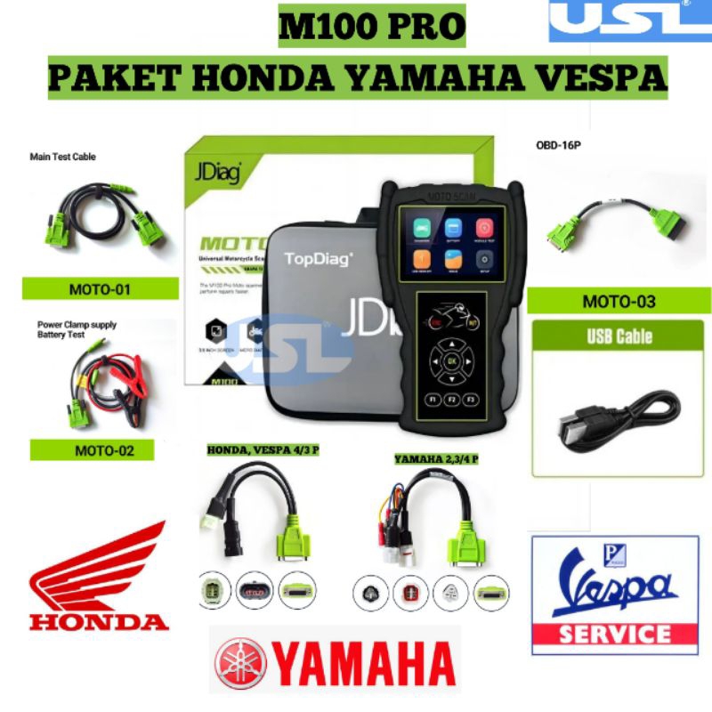 Scaner JDiag M100 Pro Motor injeksi Honda Yamaha & Universal OBD1 / OBD2