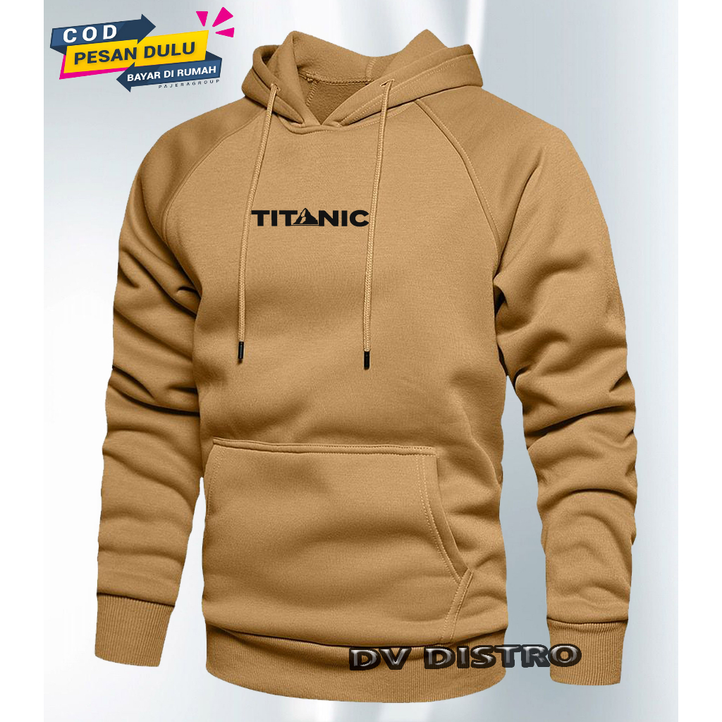 (COD) Sweater Hoodie Distro Titanic Text Hitam / Pakaian Pria Dan Wanita Murah Keren. Baju Hoodie Te
