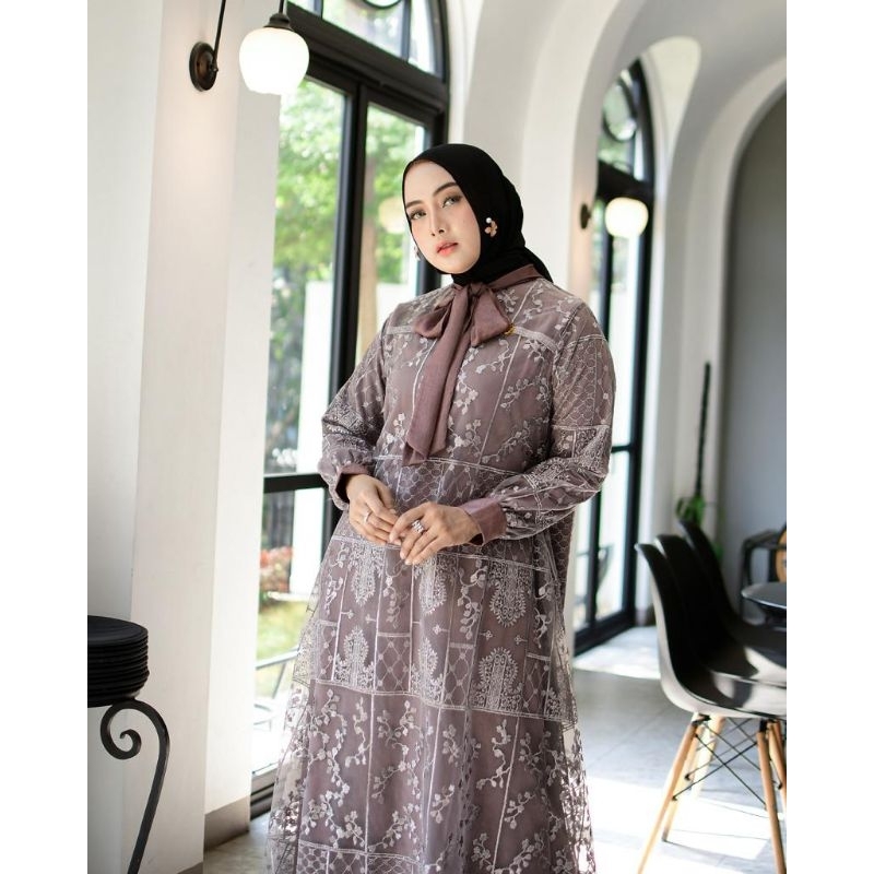 DF FASHION / GAMIS  CLARISA TULE GOWN ORIGINAL / GAMIS AURA HIJAB  / GAMIS FASHION MUSLIM WANITA / G