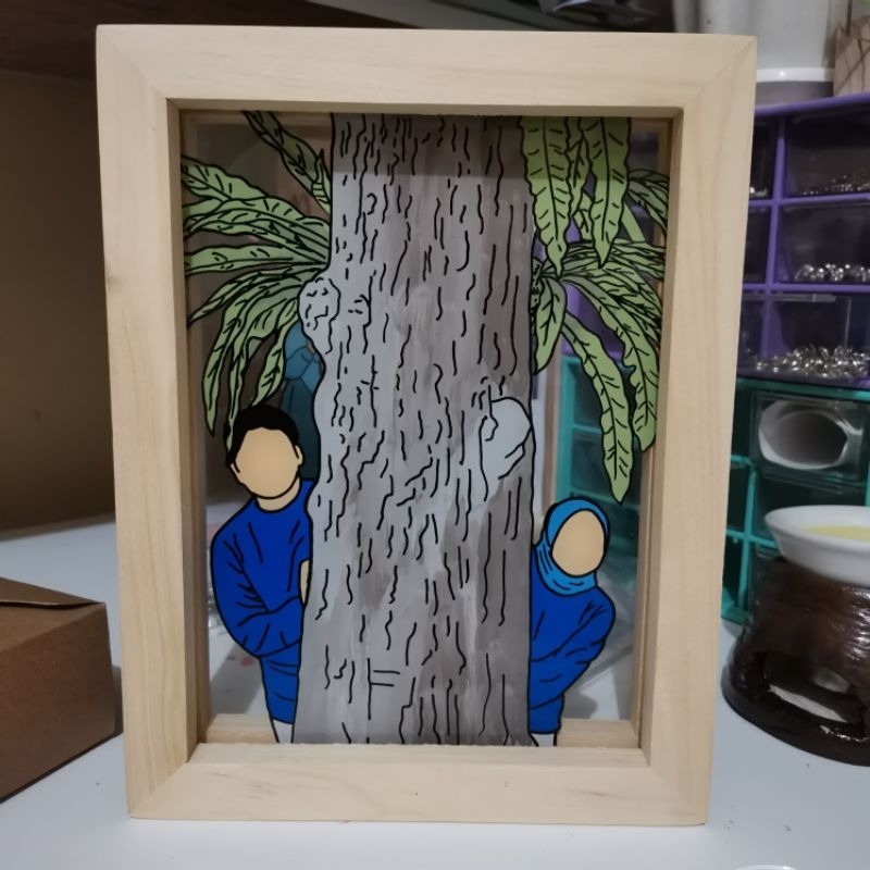 [BISA COD] Frame Lukis Akrilik, gift, hadiah, kado, wisuda, wedding, engangement, birthday