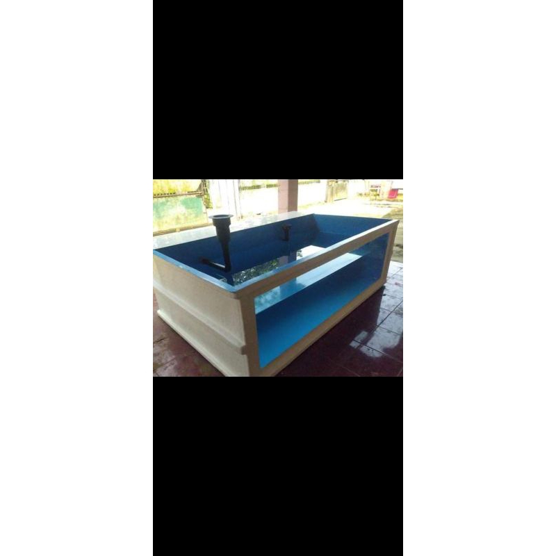 po bak fiber 230x100x70 kaca depan, filter samping,