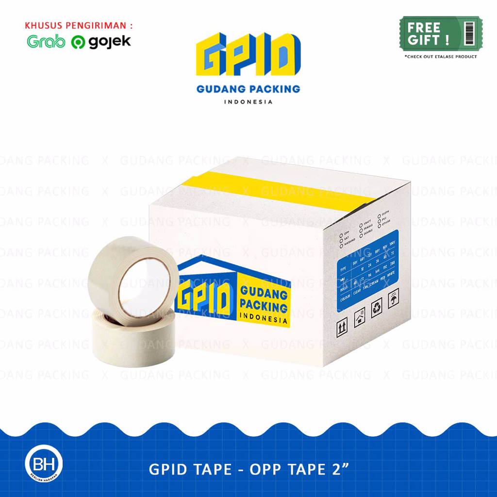 

(GOSEND/GRAB) GPID TAPE - Lakban 2 inch Bening / Coklat