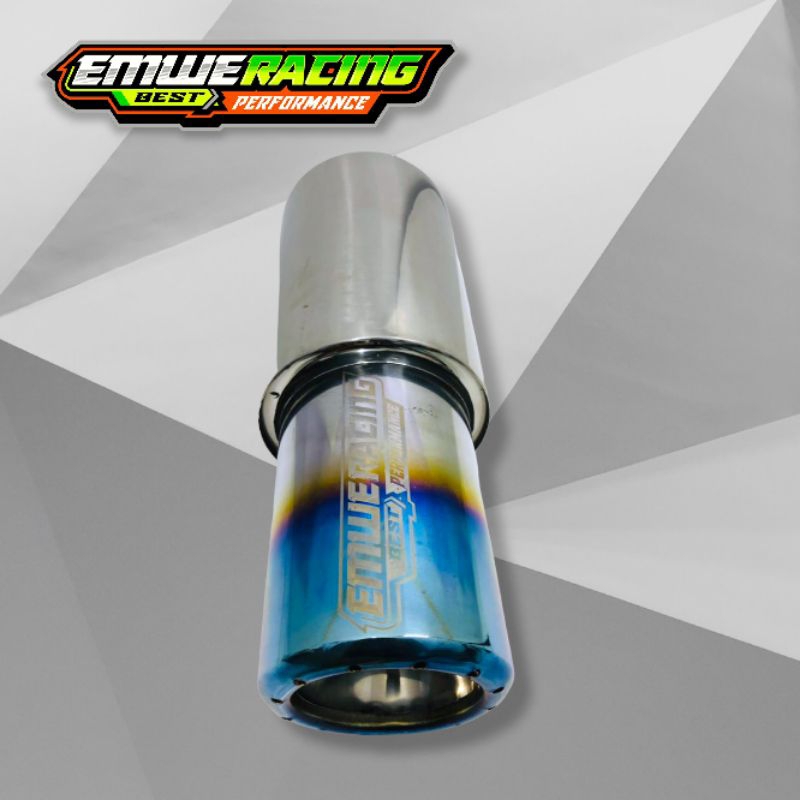KNALPOT Mobil EMWE RACING GRONEL BIRU FULL STENLIS Ngebas Adem Bulet Empuk Gahar Bass Inlet 2inc Ken
