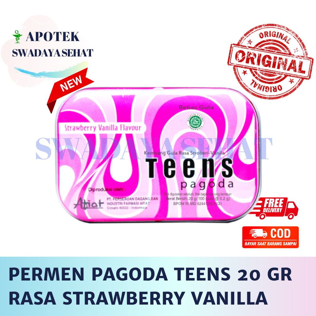 

PERMEN PAGODA TEENS STRAWBERRY VANILLA PINK 20 GR - Permen Melegakan Tenggorokan Menyegarkan Mulut