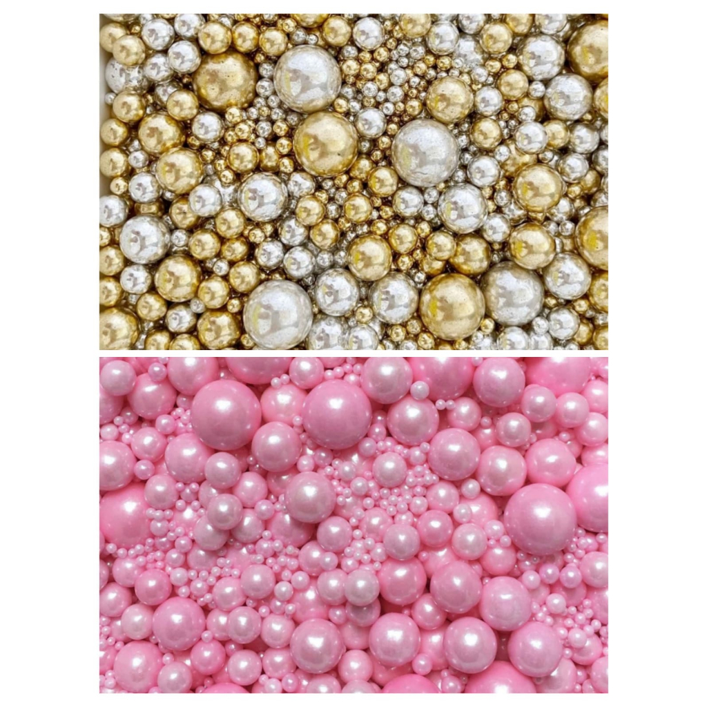 

S1006 Sugar SPRINKLE Edible Trimit Mutiara Bulat Warna Mix Hiasan Kue