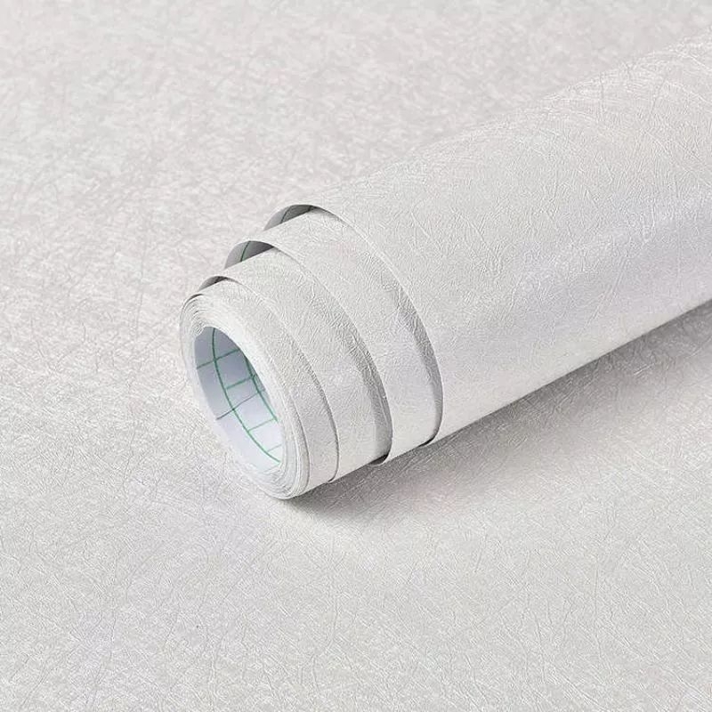 Wallpaper Stiker Dinding Putih Polos Bertekstur Abstrak Mewah