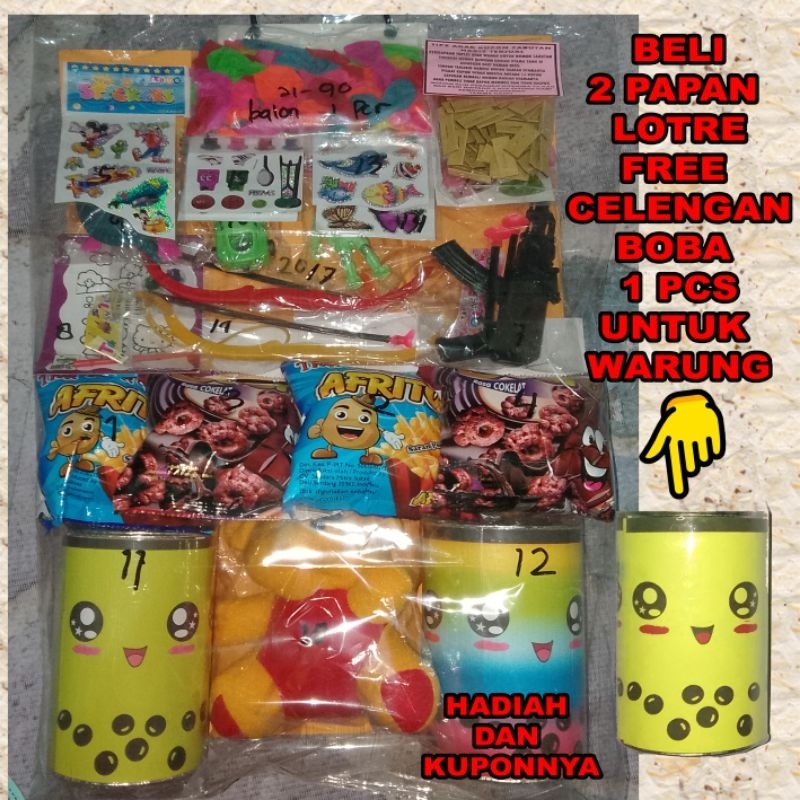 Mainan Lotre Cabutan Isi 70 Kupon Hadiah Boneka dan Celengan semua dapat