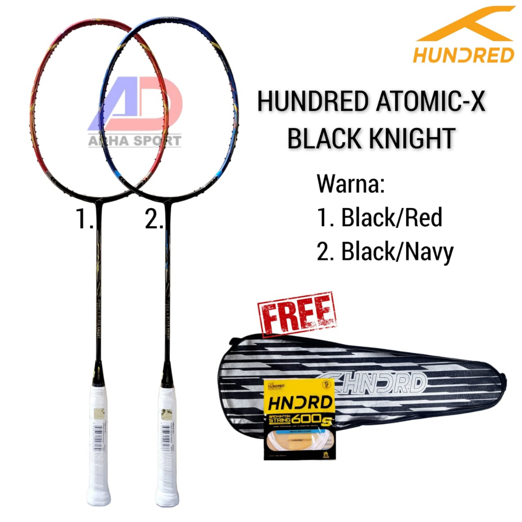 Hundred Atomic-X Black Knight Raket Badminton Bulutangkis Original Adha Sport
