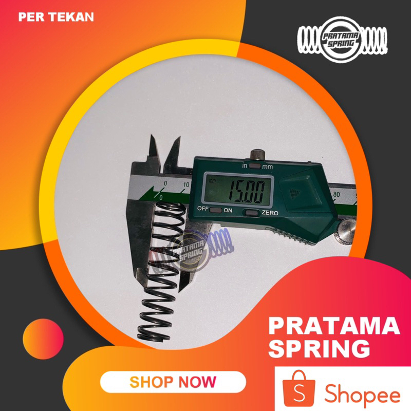 Per Pegas Tekan OD 15 mm Kawat 1,2 mm Baja Panjang 60 mm