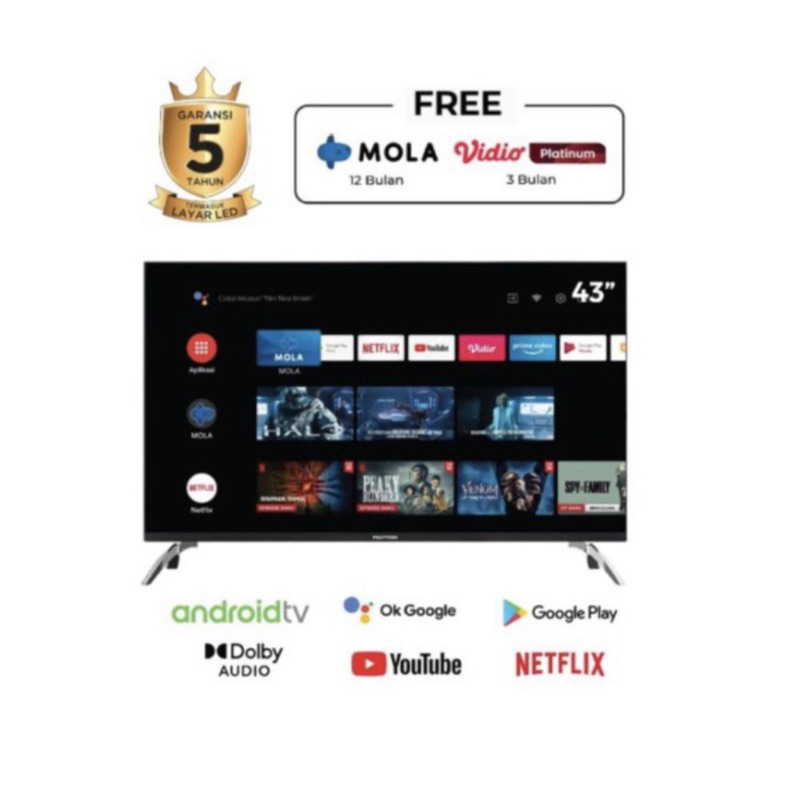Led Polytron 43 inch Smart android tv PLD 43AG9953