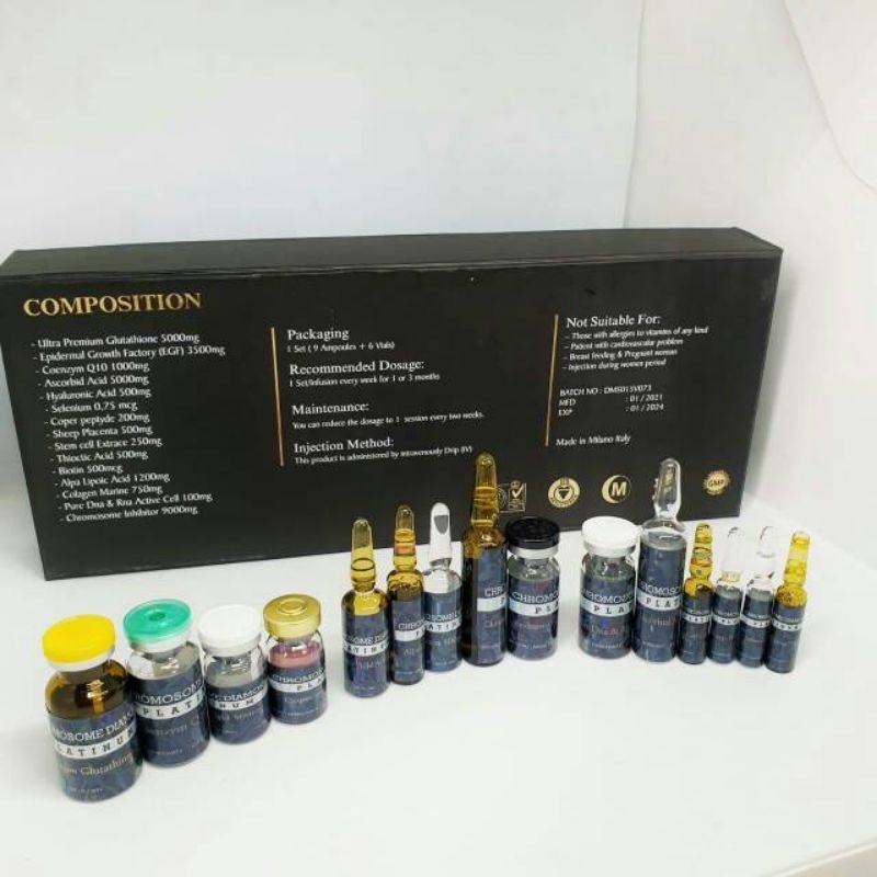 suntik infus whitening (2box) chromosome diamond platinum paket 2box