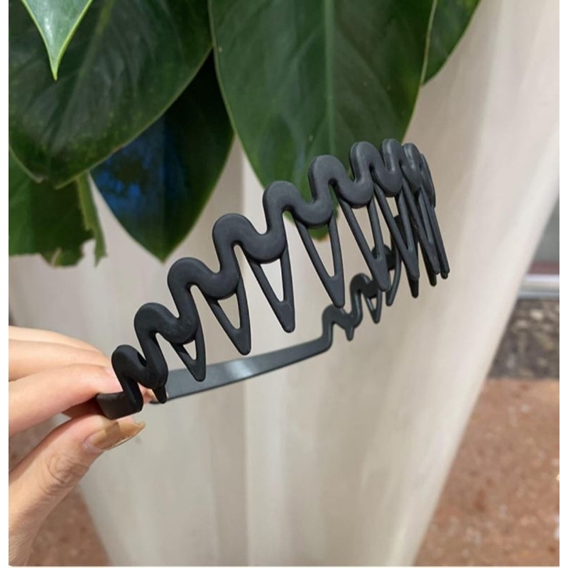 BANDO SIRKAM HITAM WAVE PRIA WANITA UNISEX PREMIUM BANDO BERGERIGI HAIRBAND COMB BANDO SISIR ANTI SL