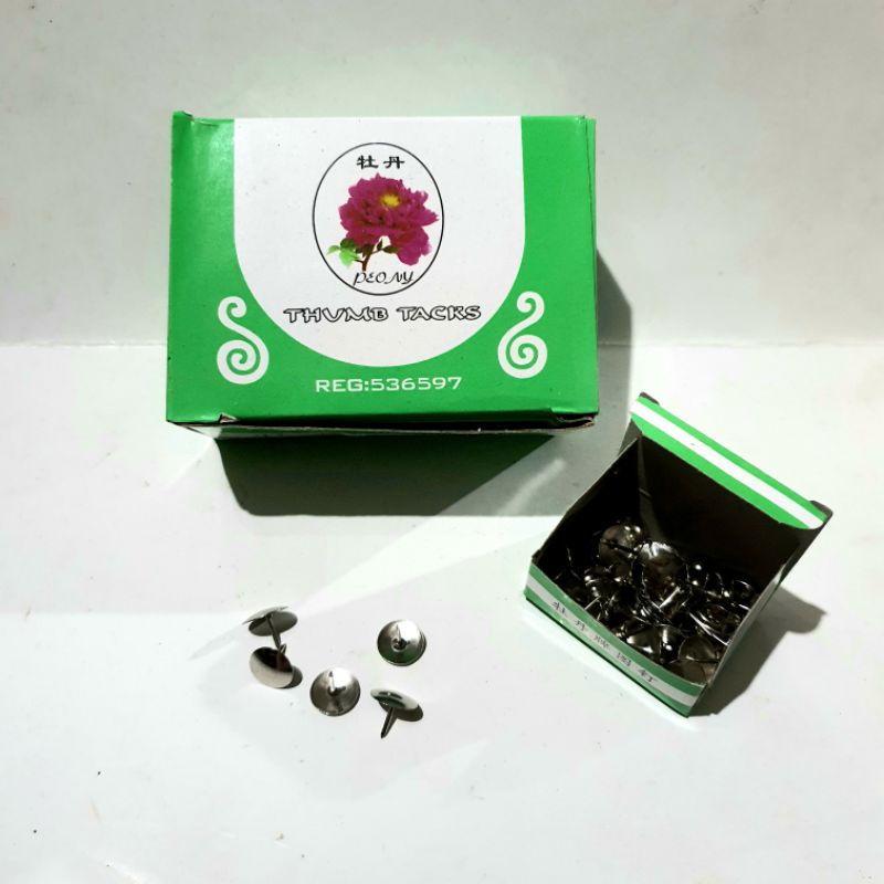 

(1 Box Besar / 500pcs) Paku Pines Paku Payung Thumb Tack Peony murah