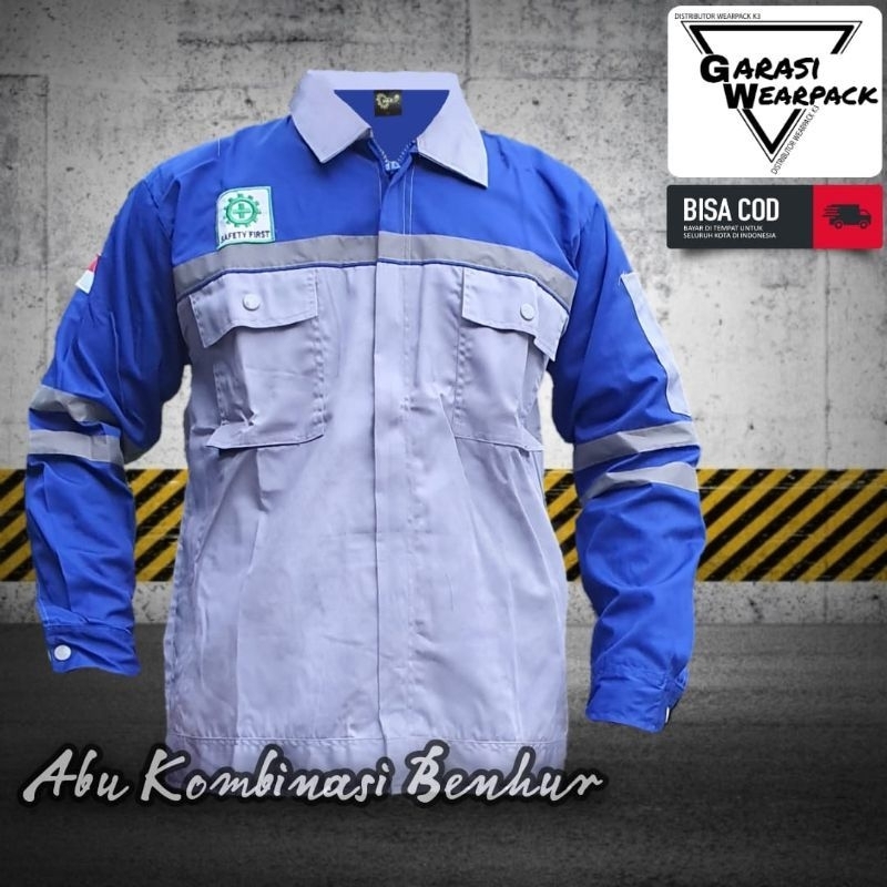 wearpack safety atasan/baju kerja proyek/ lengan panjang /APD K3 safety first/ original realpict