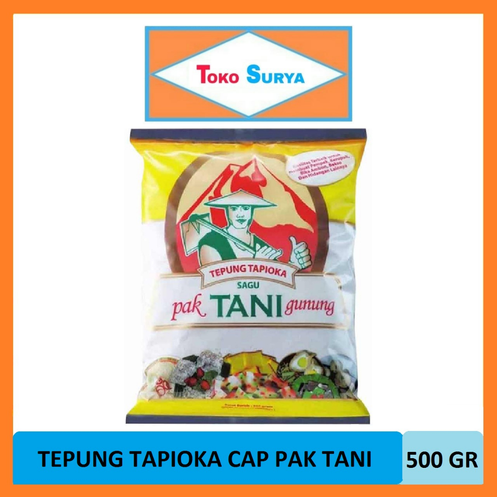 

Tepung Tapioka / Tepung Sagu Cap Pak Tani Gunung 500 Gr