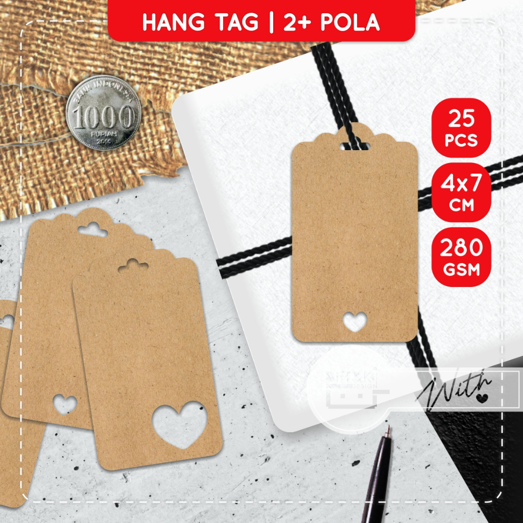 

Label Hang Tag Polos Love Heart hati Kraft Persegi Panjang Rustic Vintage Hampers Wrapping DIY kado Hadiah Packaging Packing