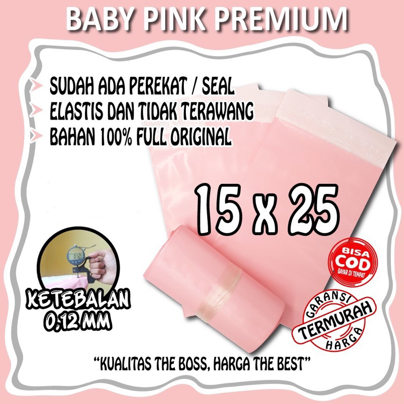 

ECER PolyMailer warna BABY PINK Premium 15 x 25 Termurah