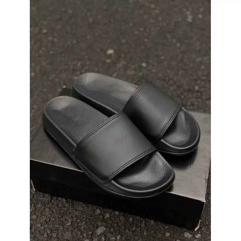 SANDAL POLOS HITAM/SANDAL SLOP/SANDAL SLIDE PRIA