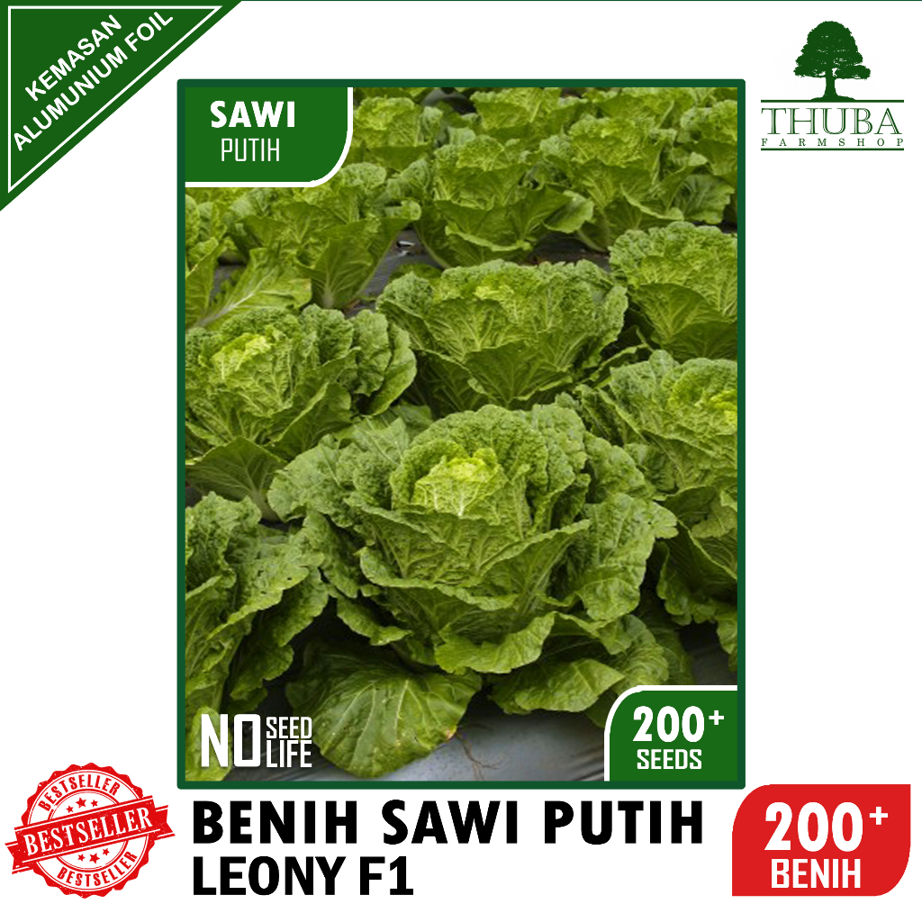 200 Biji - Benih Sawi Putih Hibrida Leony F1 - Bibit Sawi Putih Berkualitas