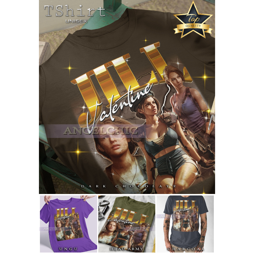 BAJU JILL VALENTINE RESIDENT EVIL Unisex Bootleg Tee Kaos Premium Vintage Retro