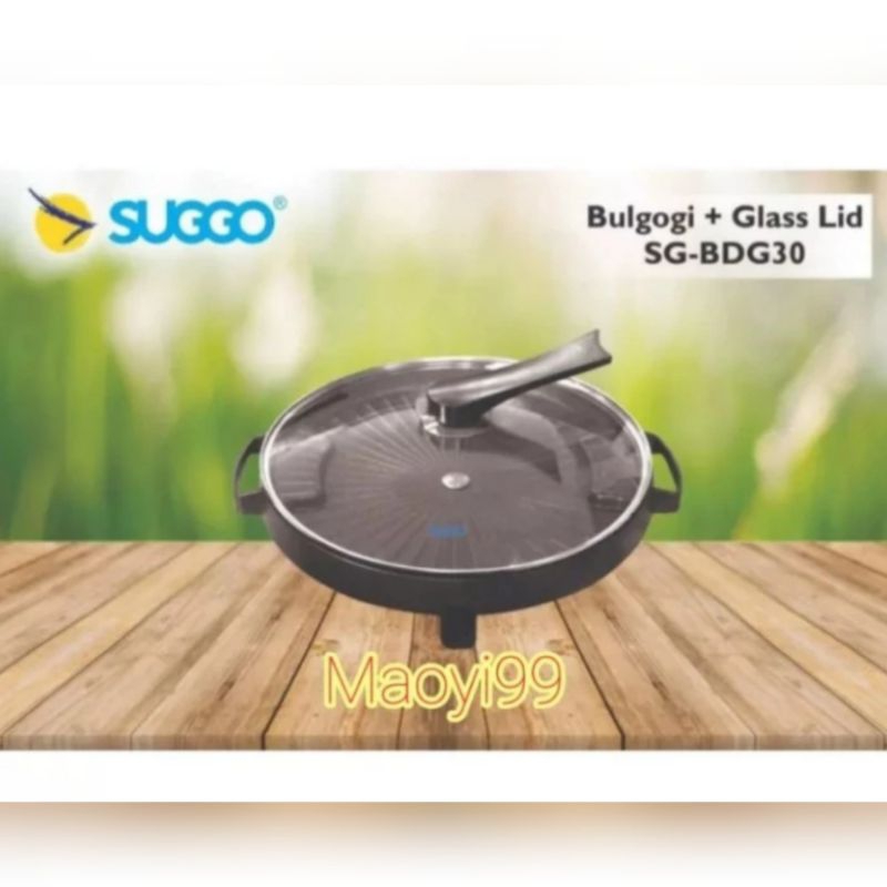 SUGGO PANGGANGAN BULGOGI PAN BBQ GRILL 32 CM TUTUP KACA
