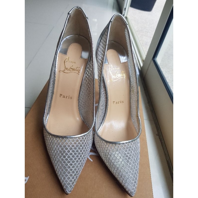 Christian Louboutin Follies Resille 100 silver shoes