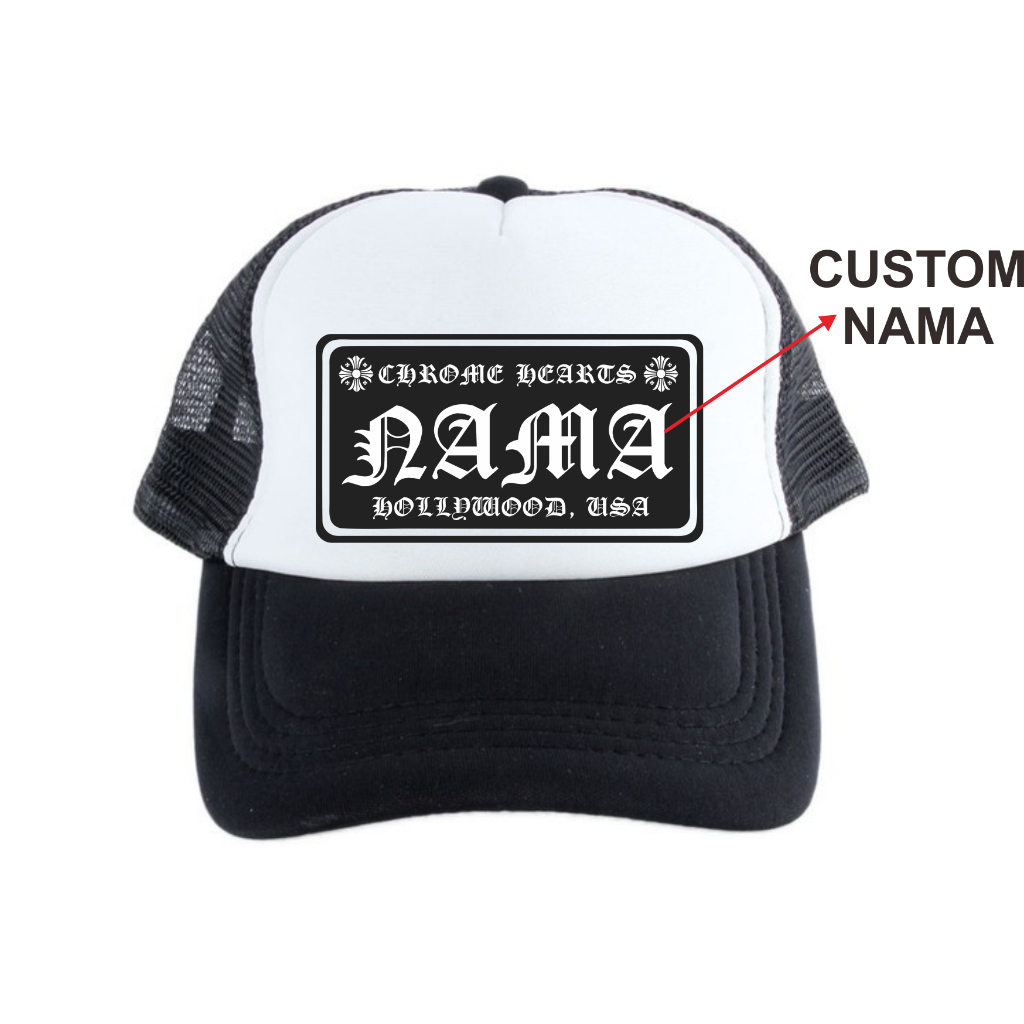 AERODISTRO - CUSTOM TOPI TRUCKER NAMA DESAIN CHROME HEARTS
