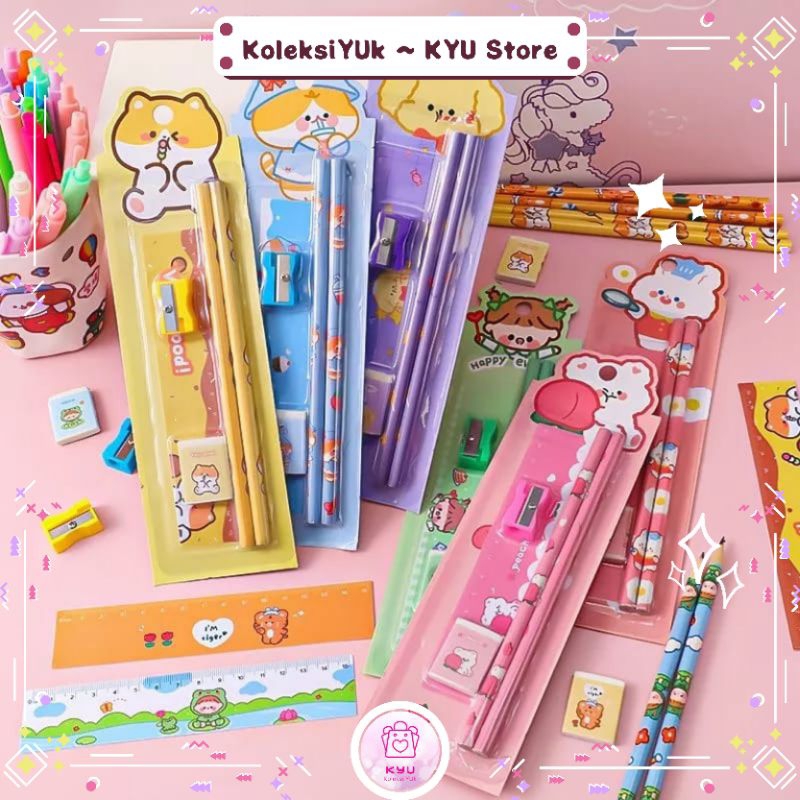 

[KYU A] SET ALAT TULIS SEKOLAH / SET PENSIL SEKOLAH (2 PENSIL + PENGHAPUS + RAUTAN + PENGGARIS)
