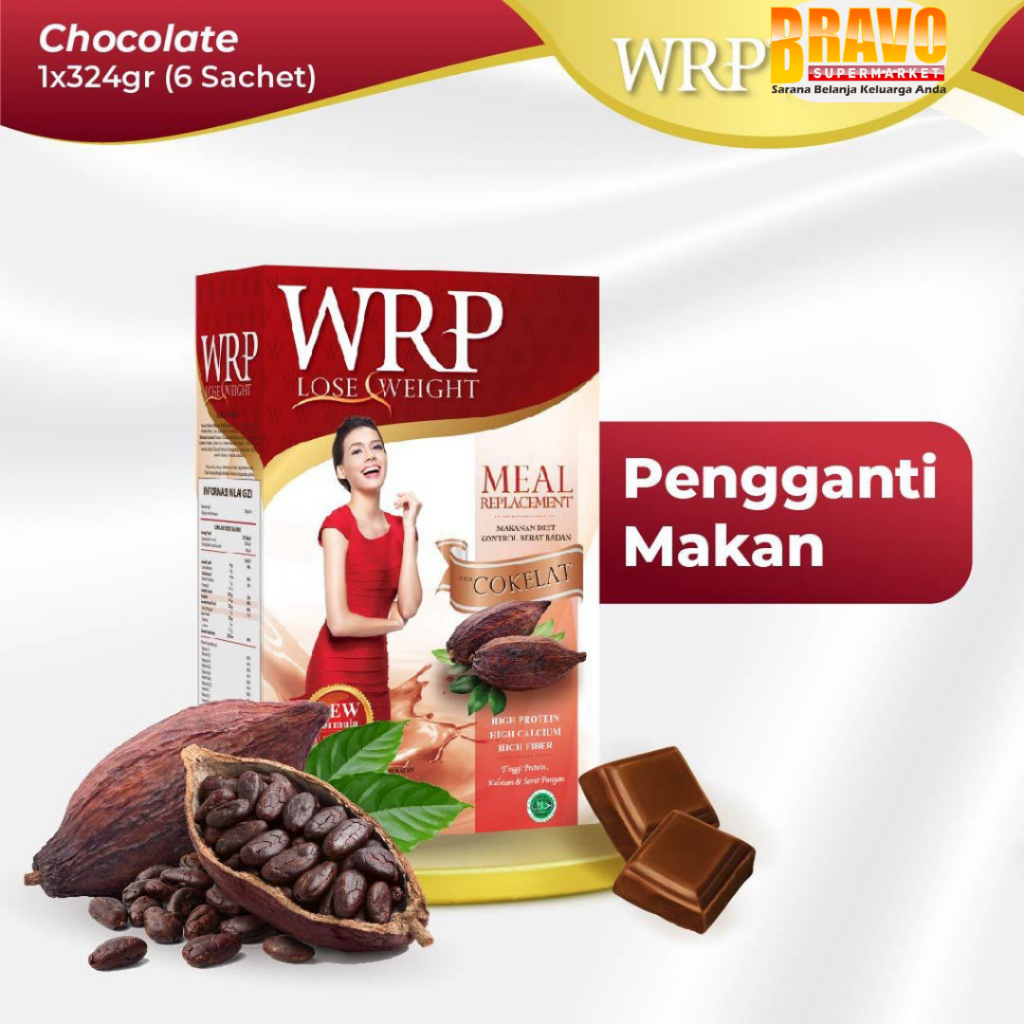 

Bravo Bojonegoro - WRP Meal Replacement Cokelat , Stroberi & Cokelat Sereal 324GR (6 Sachet) - Pengganti Makan