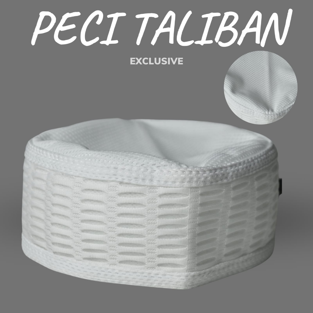Peci talibann putih polos lubang horizontal harga terjangkau bagus ukuran standar dewasa