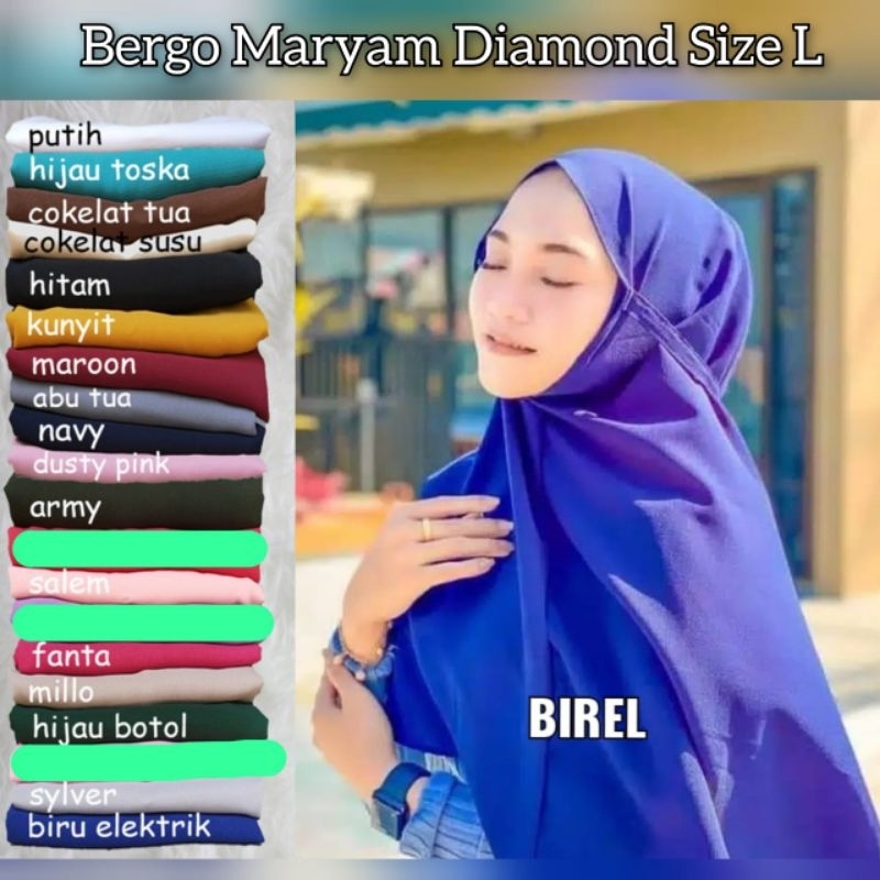 Bergo maryam biru elektrik birel / bergo maryam biru bca / biru elektrik/ bergo maryam diamond