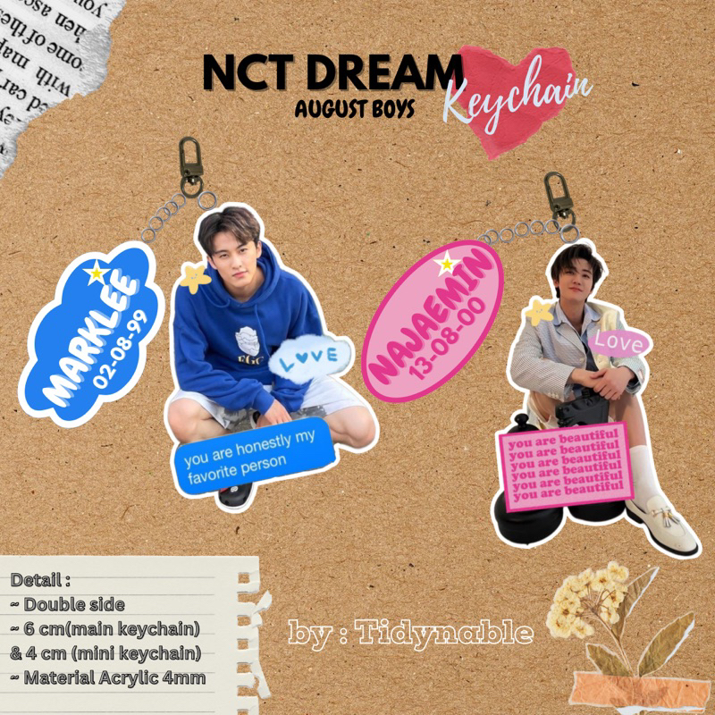 NCT DREAM AUGUST BOYS KEYCHAIN, NCT DREAM MARK KEYCHAIN, NCT DREAM JAEMIN KEYCHAIN