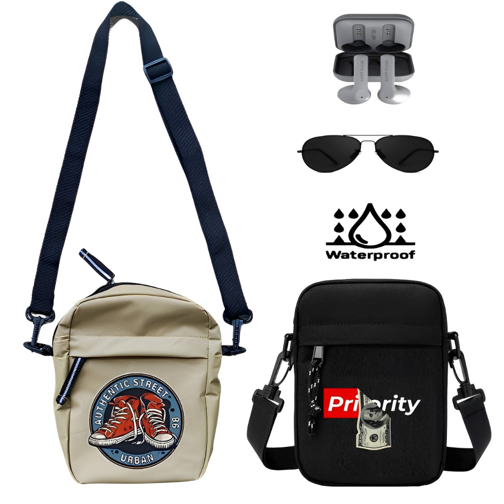 TAS SELEMPANG PRIA murah distro anti air waterproof keren kekinian kerja simpel original sling bag w