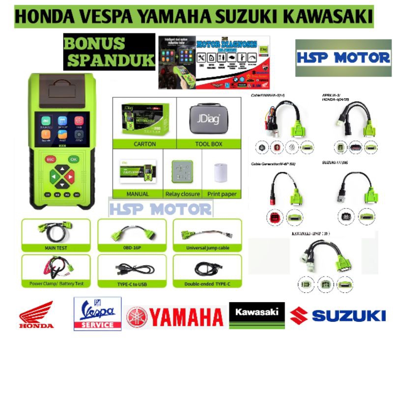 JDIAG M200 Scaner Motor injeksi Universal Honda yamaha suzuki kawasaki EURO5 PCX160 VARIO160 NMAX NE