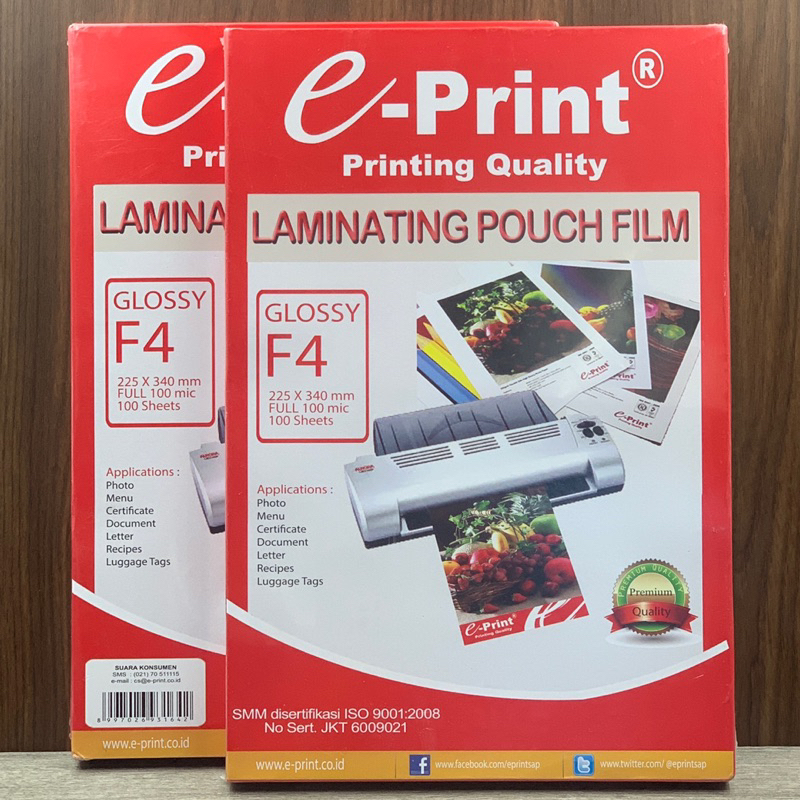 

E PRINT laminating pouch film F4 glossy