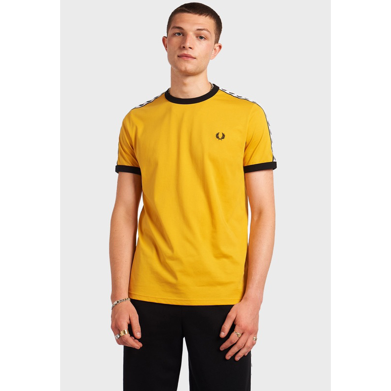 Fred Perry Ringer Taped Tshirt Original In Yellow