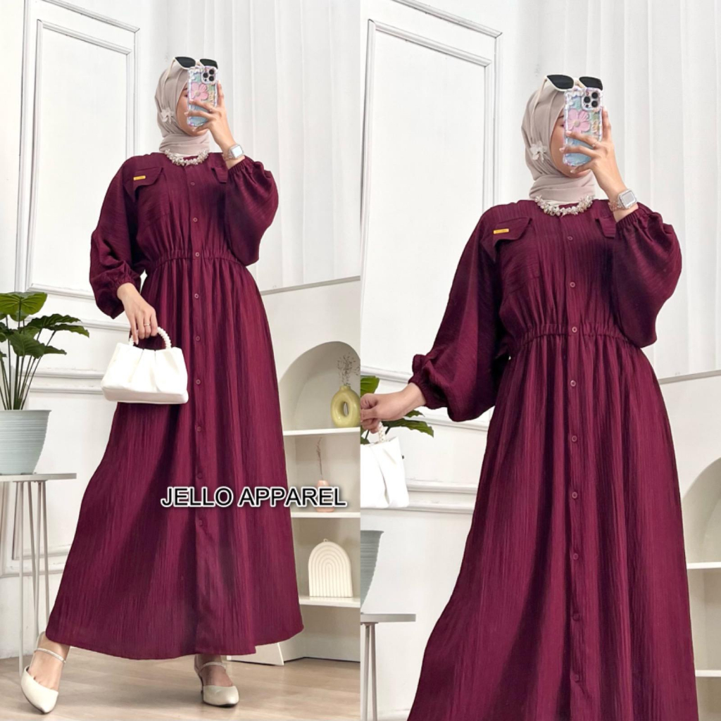 RUNA GAMIS LADY CRUSH PAKAIAN WANITA DRESS MUSLIM DEWASA