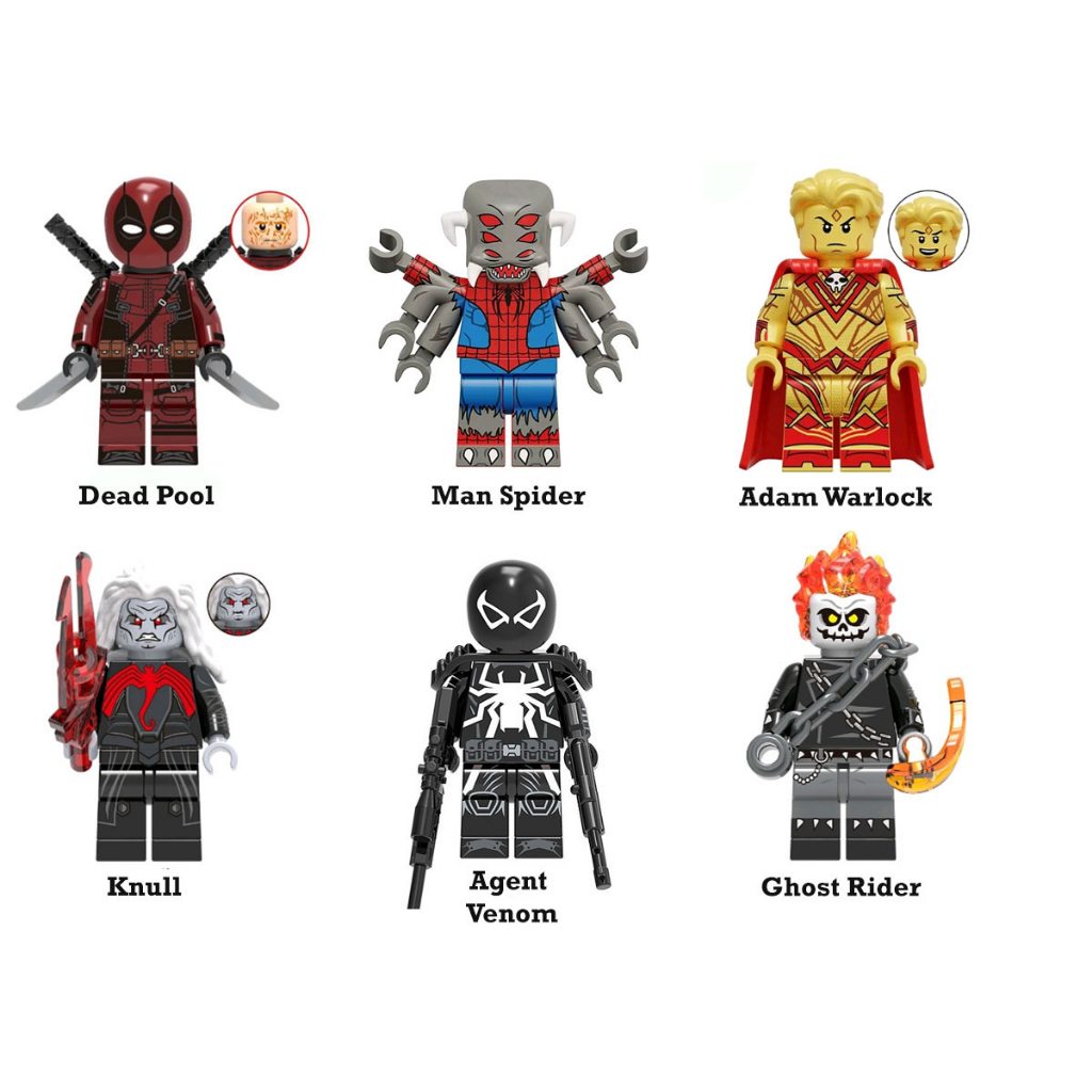 Deadpool Adam Warlock Ghost Rider Knull Agent Venom Minifigure