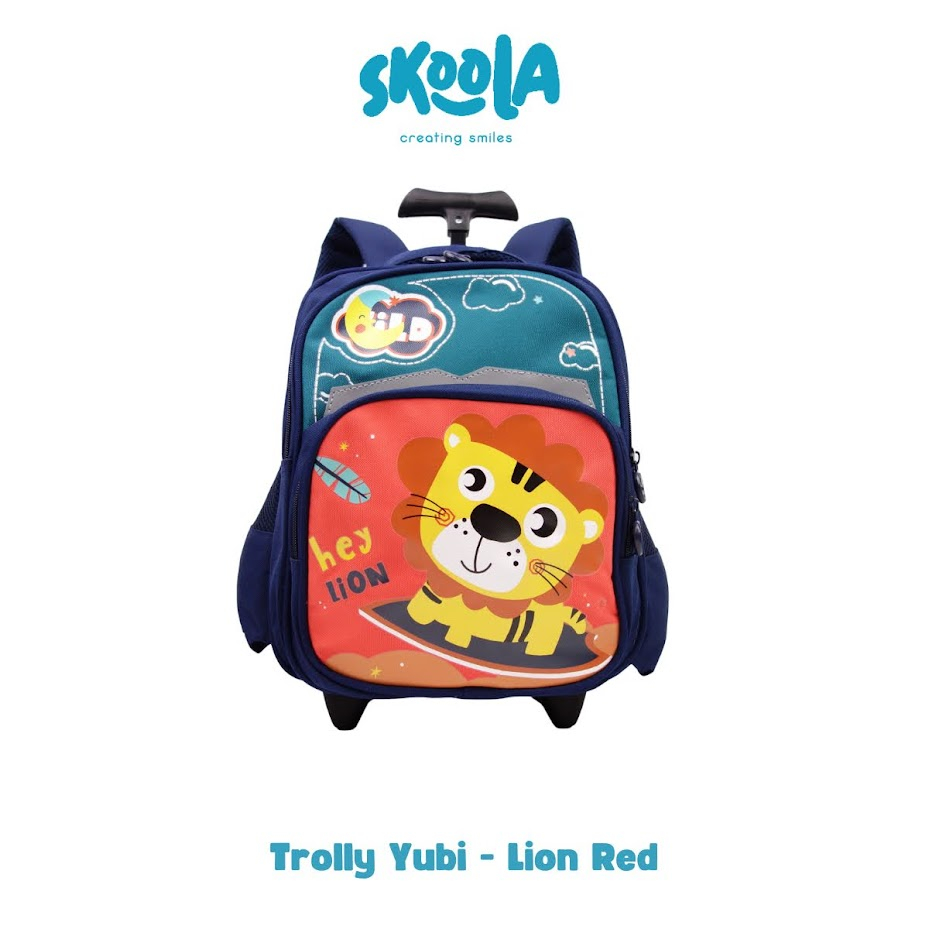 Skoola Tas Sekolah Anak Laki - Laki PAUD TK Trolly Ransel Lion - Yubi