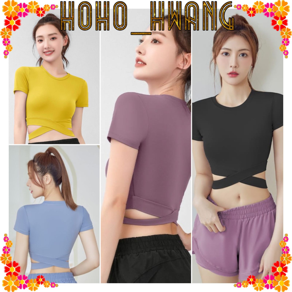 HOHO_HWANG (S-20) Baju Sport Fashion Olahraga | Crop Top tanpa busa